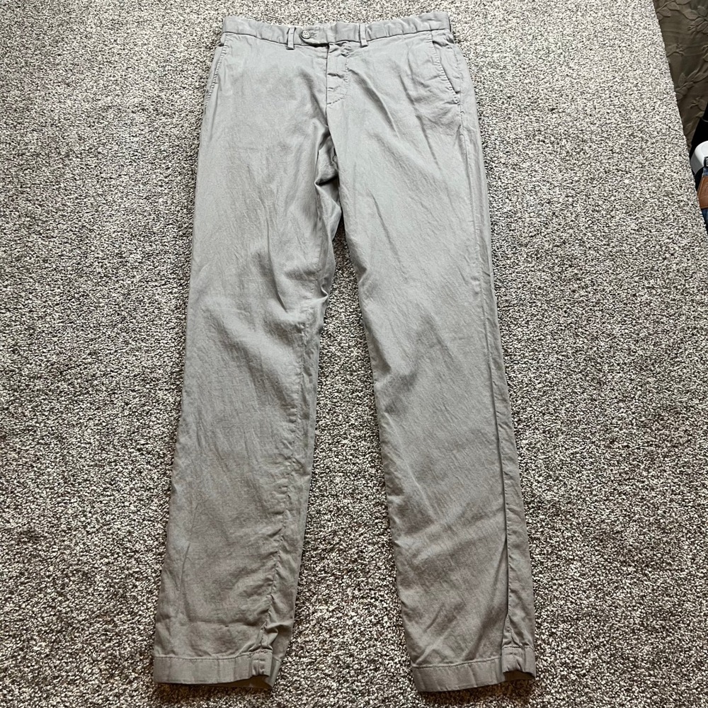 Faherty Reserve Chinos Pants Mens 30X31 Gray Linen Blend Flat Front‎ Casual